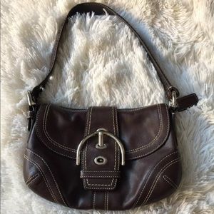 COACH DARK BROWN LEATHER SHOULDER BAG